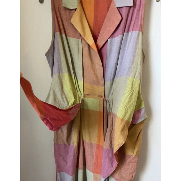 Rujuta Sheth Emily Jupiter Chex Collared Tie Front Dress Madras Cotton M - Picture 5 of 12